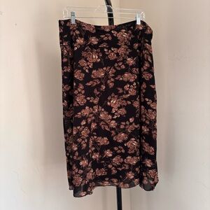 Nine & Co. Black and Brown Floral A-Line Skirt